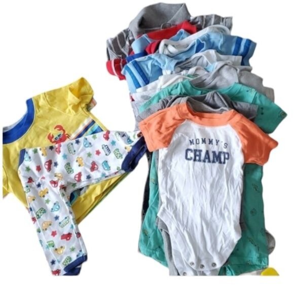 3-6 Months Baby Boy Clothes Clothing ONE PIECE Shirts Tops Long Short Sleeve - Picture 1 of 7